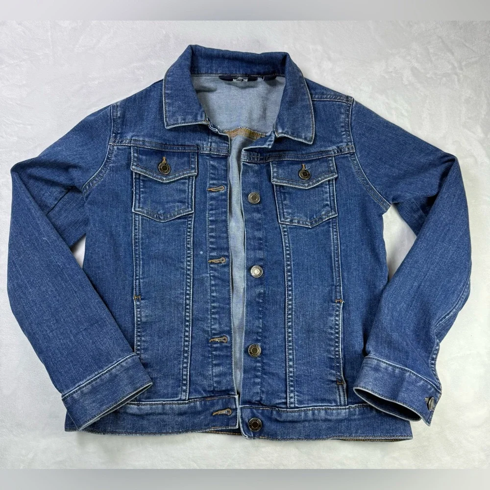 Lands' End Girls Classic Blue Denim Jean Jacket - size Large 10/12 - School